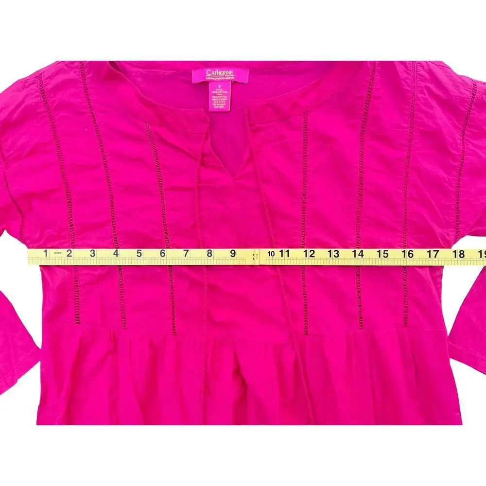 Catherine Malandrino Pink Cotton Tassel Hem Boho Dress - Size Small - Picture 6 of 10